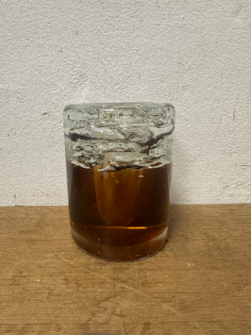 Skleněná váza „Pivo“ hutního sklo - František Vízner, 1974, Škrdlovice (vzor č. 7411/12) - Antik Spomyšl